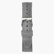 Gray strap with a mottled finish, light stitching and a silver-tone buckle.