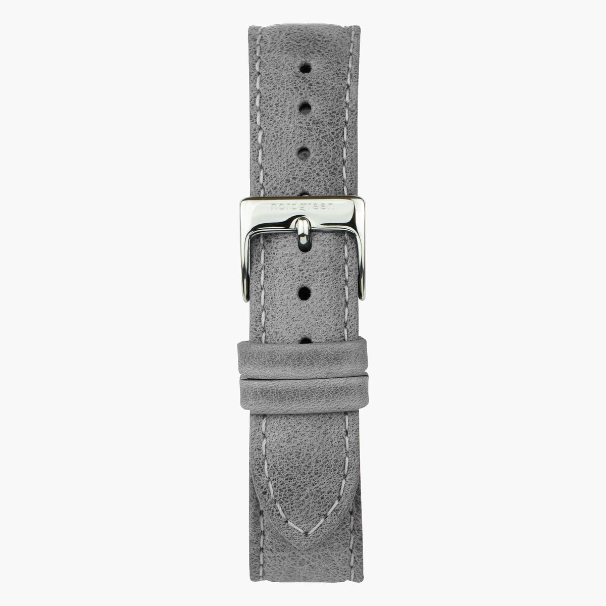 Gray strap with a mottled finish, light stitching and a silver-tone buckle.