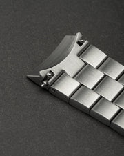 Steel bracelet end link close-up