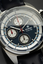 Close-up of the blue dial