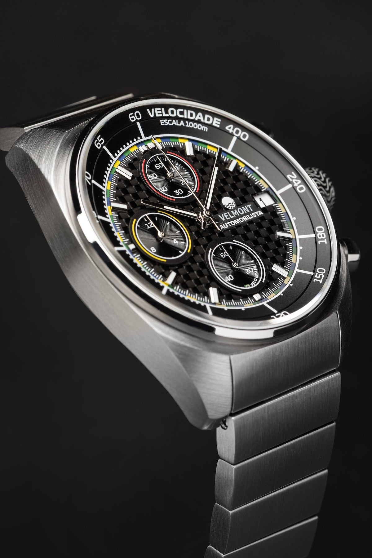 Carbon chronograph at an angle