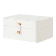 Closed cloud white jewelry box with gold-tone clasp