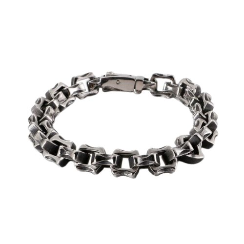 Heavy rolo chain bracelet with antique finish