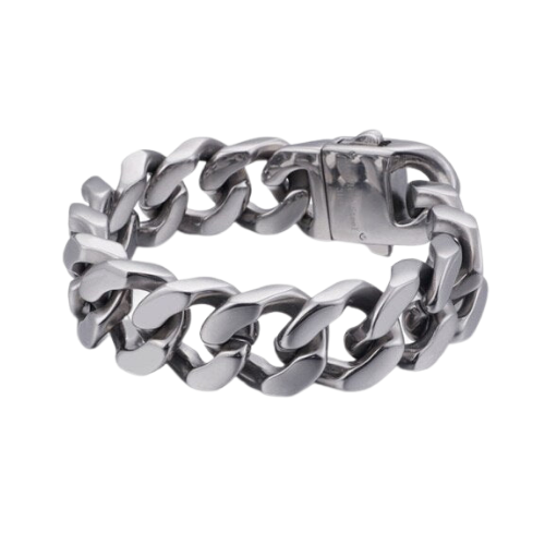 Silver-tone chunky Cuban link bracelet with box clasp