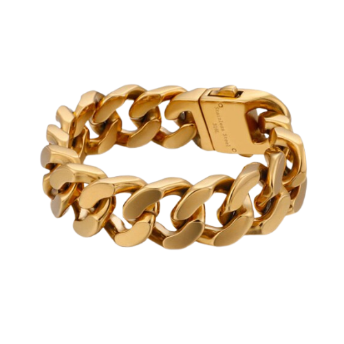 Gold-tone chunky Cuban link bracelet with box clasp
