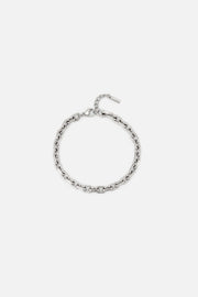 Silver-tone 5 mm anchor chain bracelet, front view on a light background
