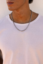 Silver-tone 5 mm anchor chain necklace, view 2 of 3
