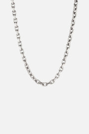 Silver-tone 5 mm anchor chain necklace, front view on a light background