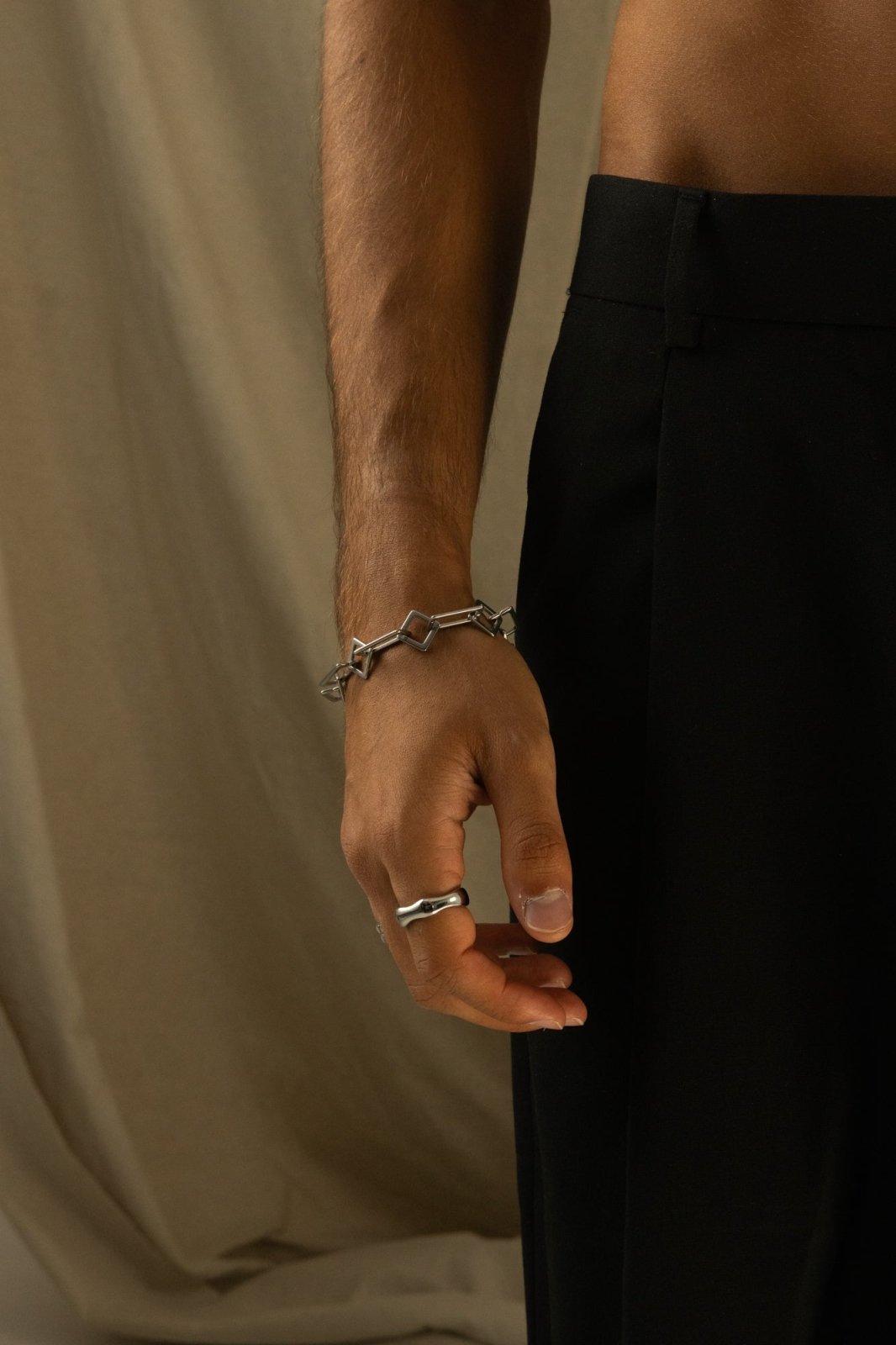 Silver-tone chunky rectangular link bracelet, view 5 of 6