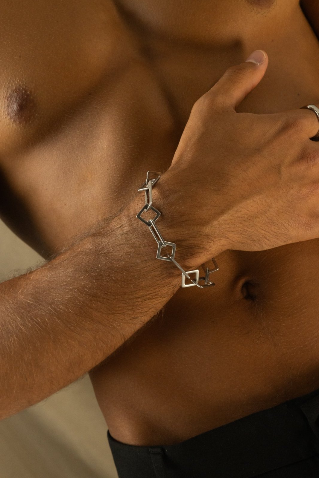 Silver-tone chunky rectangular link bracelet, view 6 of 6