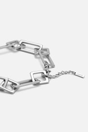 Silver-tone chunky rectangular link bracelet, view 3 of 6