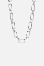Silver-tone chunky rectangular link necklace, view 3 of 5