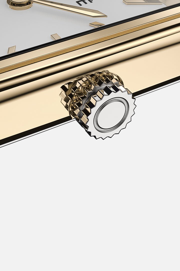 Macro view of the fluted crown