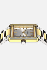 Low front view of the case with the bracelet opened out