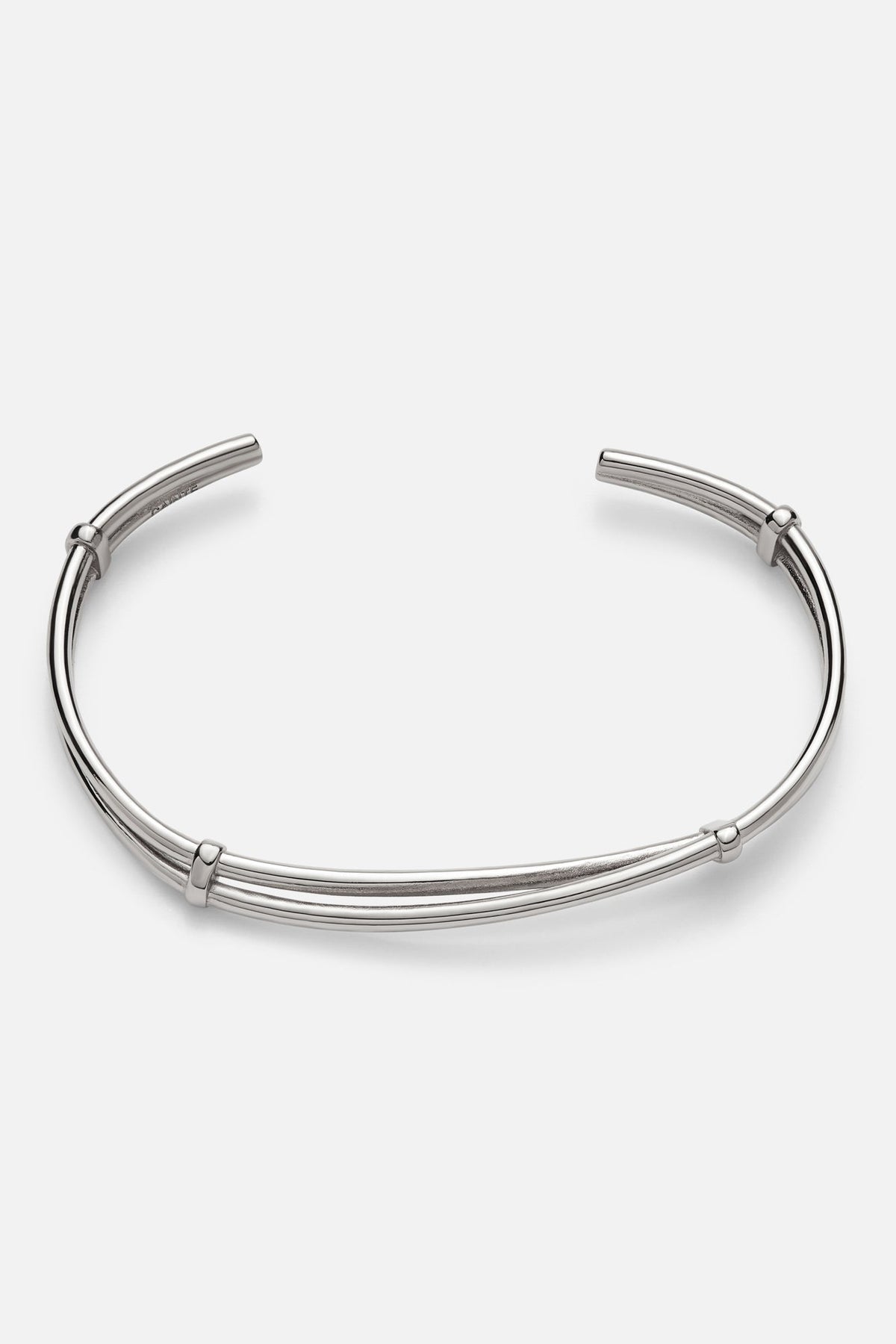 Silver-tone open twisted cuff bracelet, view 5 of 8