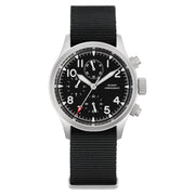 White-indices chronograph on a black nylon strap