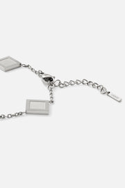 Silver-tone station chain bracelet with square plates, view 3 of 5