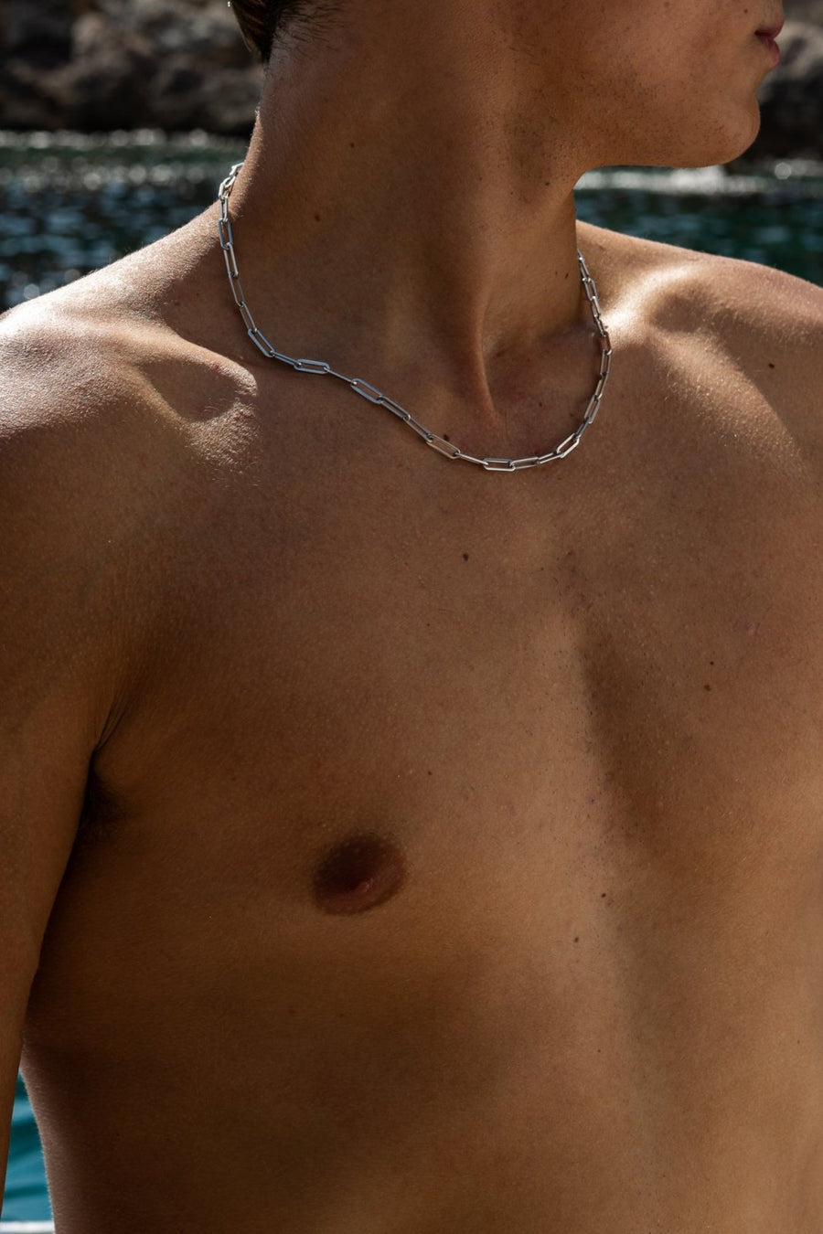 Silver-tone paperclip chain necklace, view 2 of 6