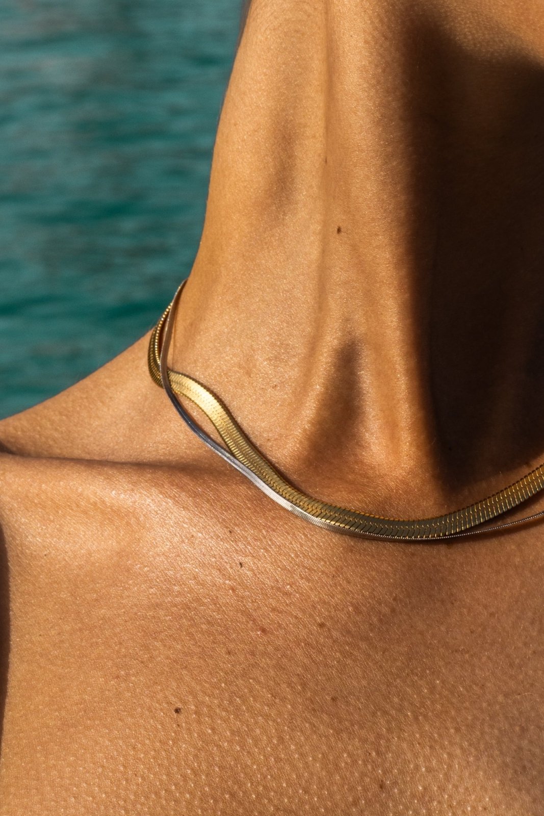 Silver-tone 2 mm herringbone chain necklace, view 6 of 8