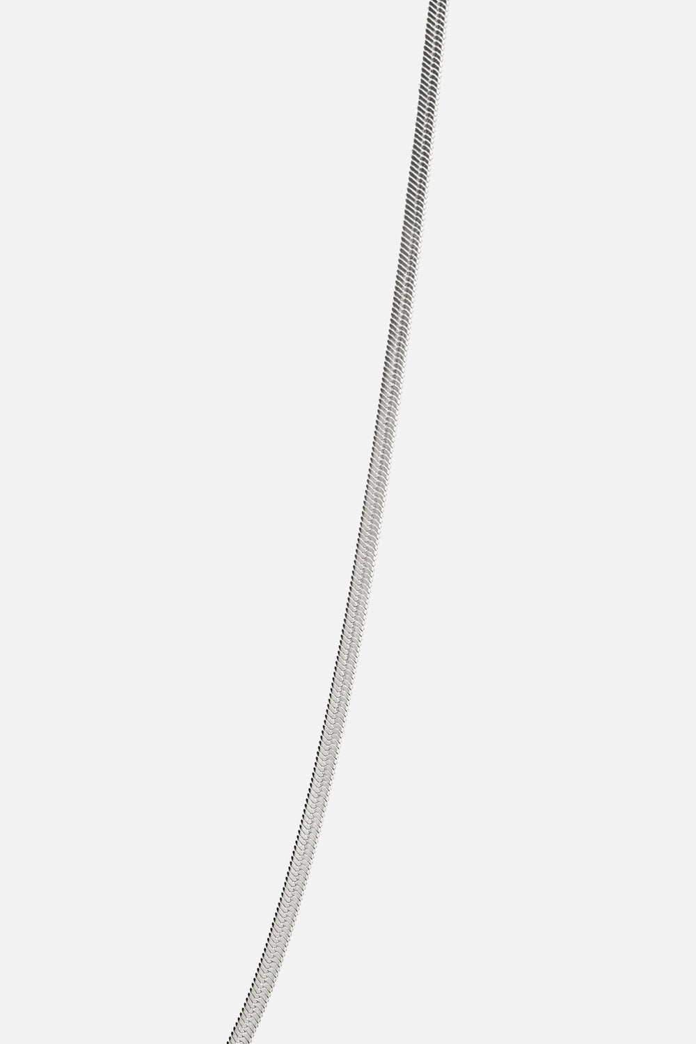 Silver-tone 2 mm herringbone chain necklace, view 3 of 8