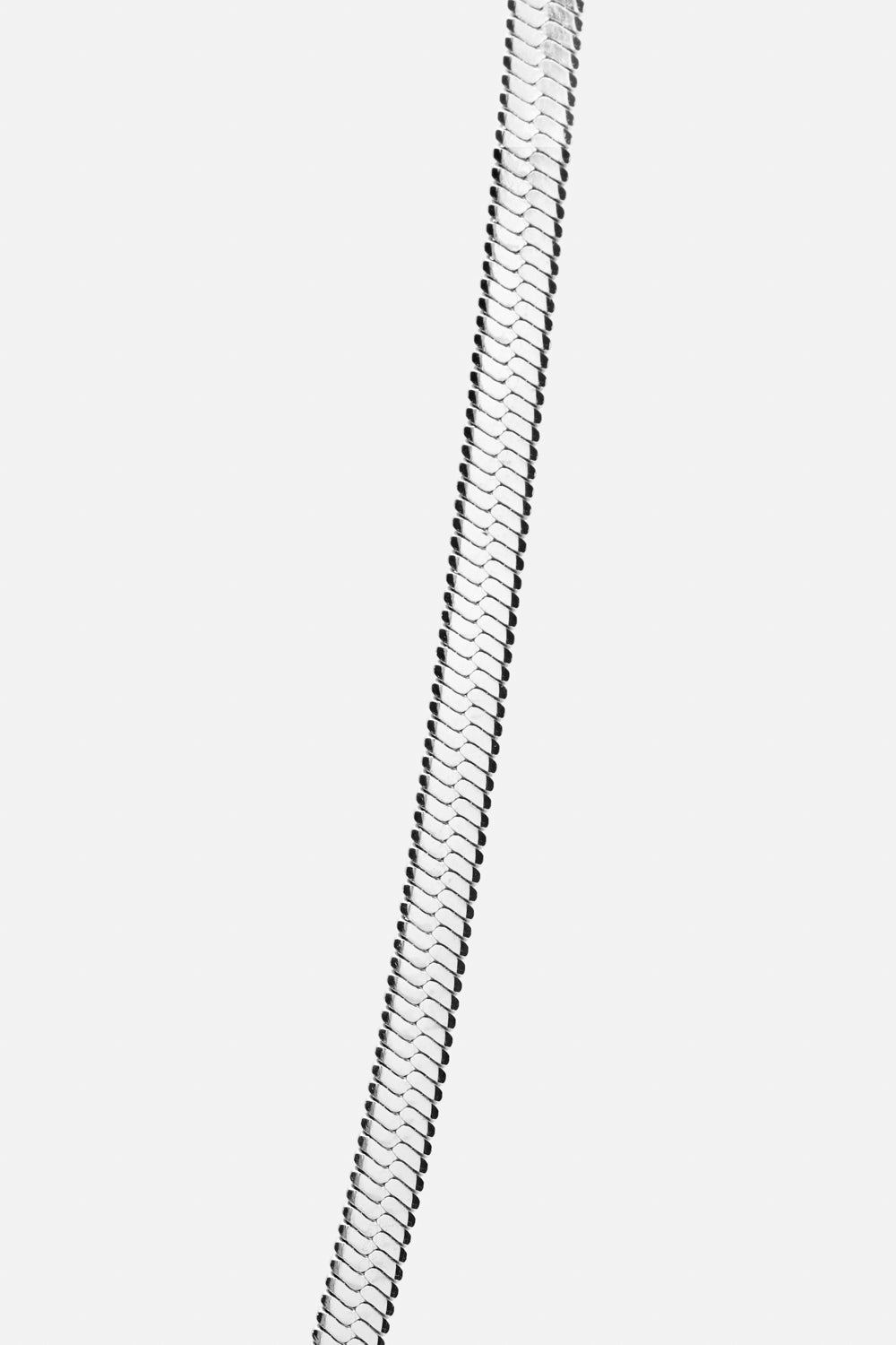 Silver-tone 5 mm herringbone chain necklace, view 3 of 9