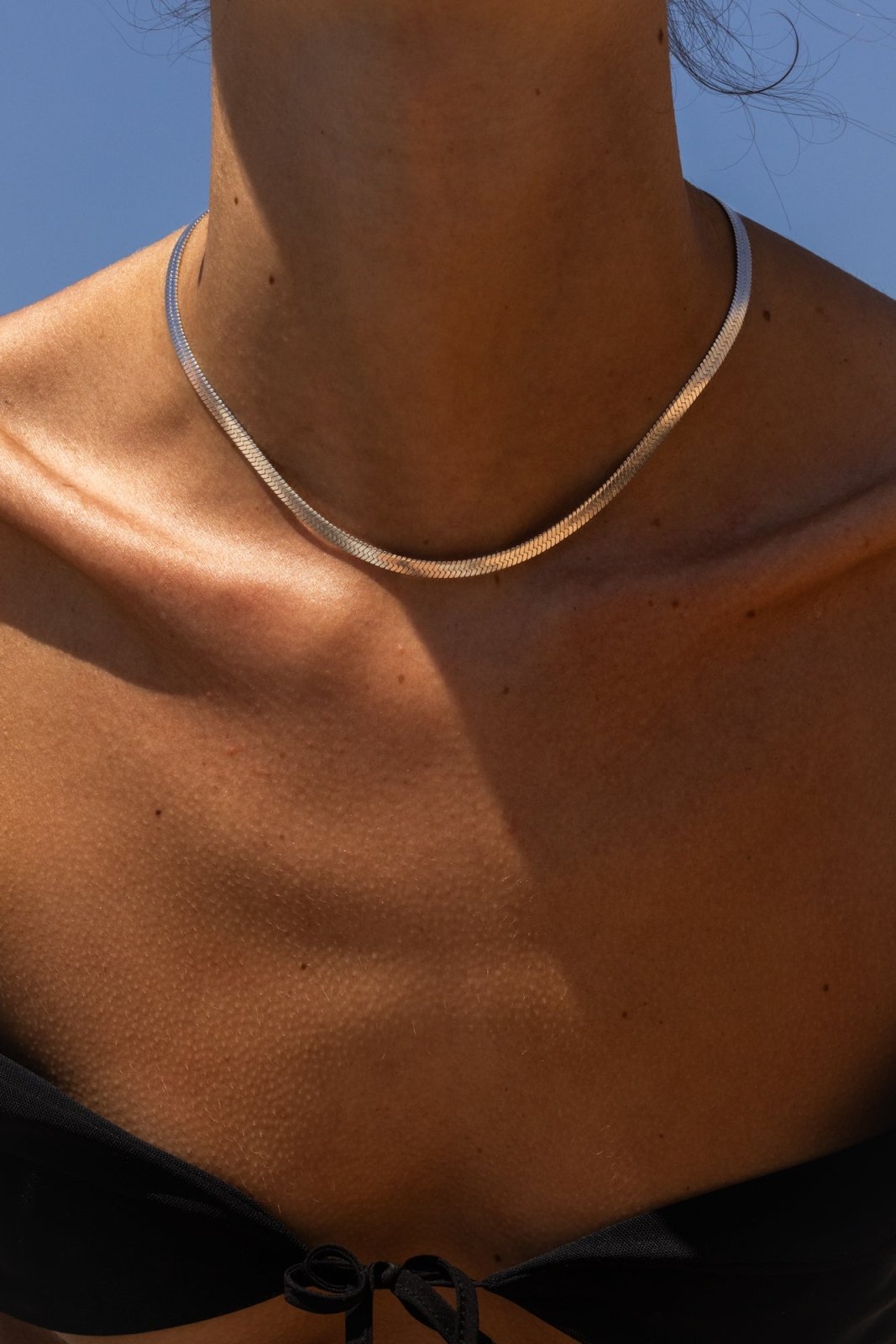 Silver-tone 5 mm herringbone chain necklace, view 7 of 9