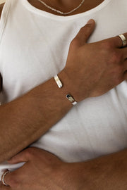 Silver-tone hammered cuff bracelet, view 4 of 6