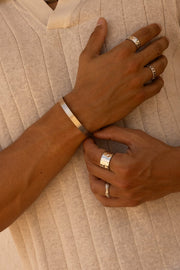Silver-tone matte cuff bracelet, view 6 of 6