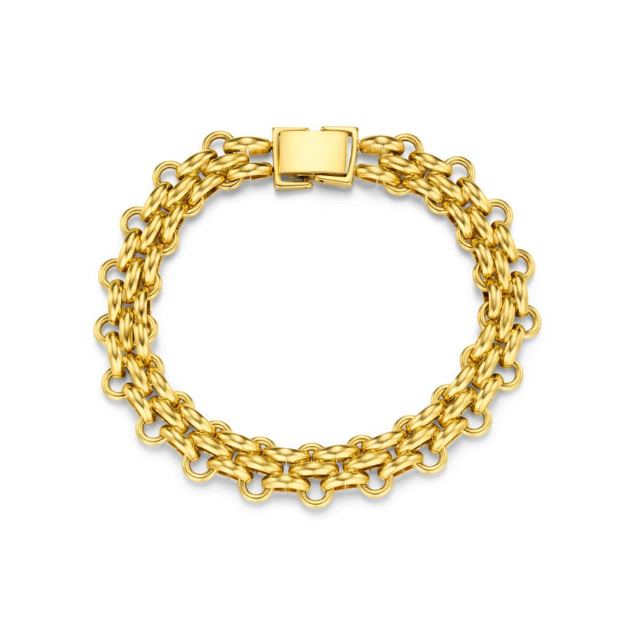 Gold-tone triple-row link bracelet with box clasp