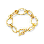 Gold-tone organic oval link bracelet with T-bar closure