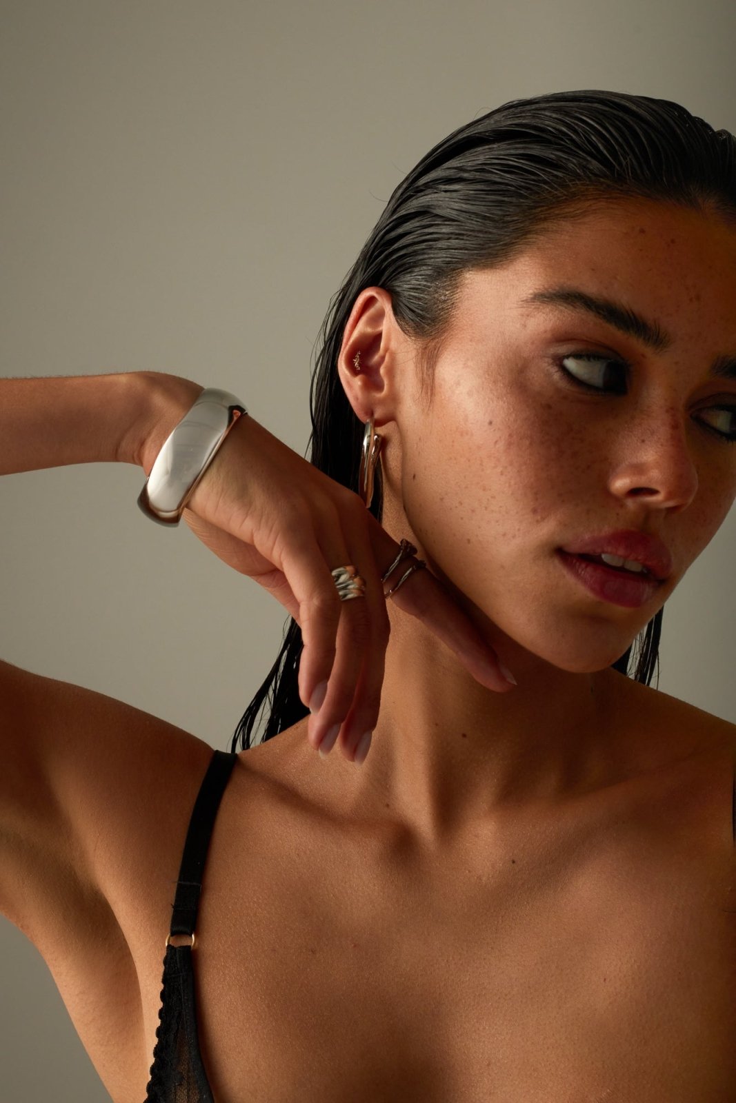 Silver-tone wide smooth cuff bracelet, view 6 of 8