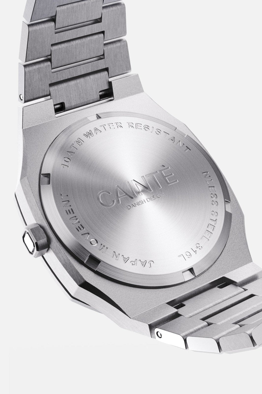 Solid case back of the octagonal watch