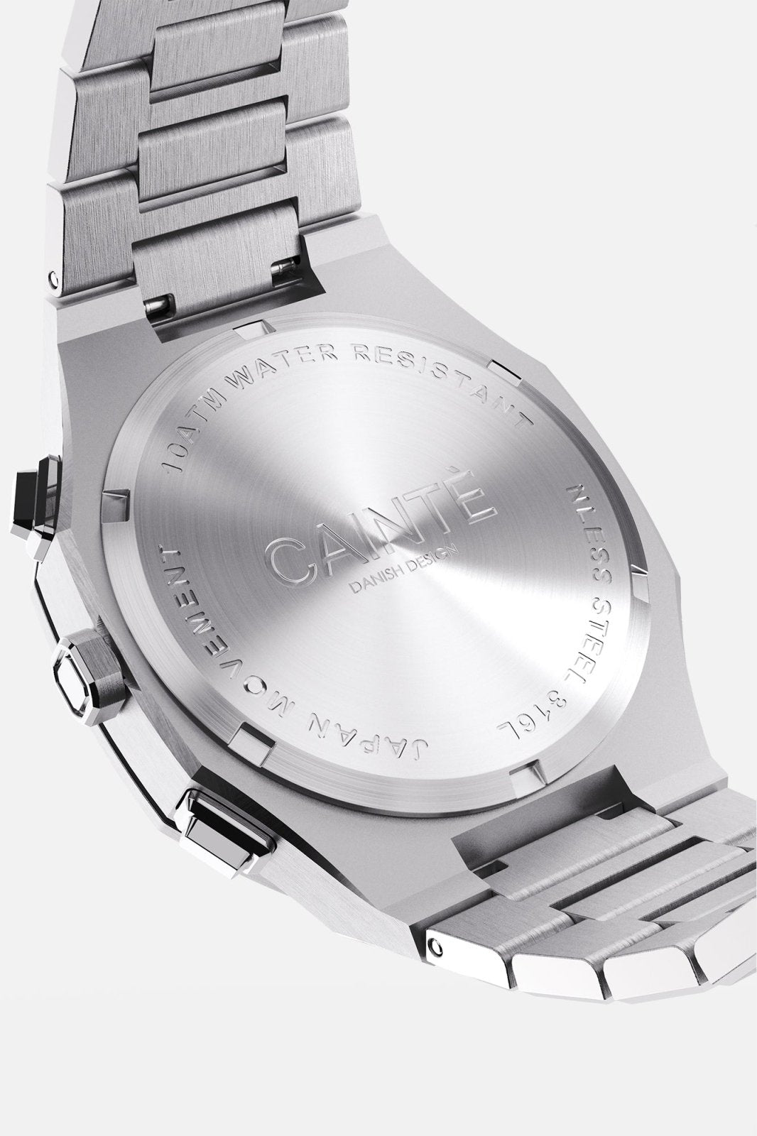 Solid case back of the octagonal watch