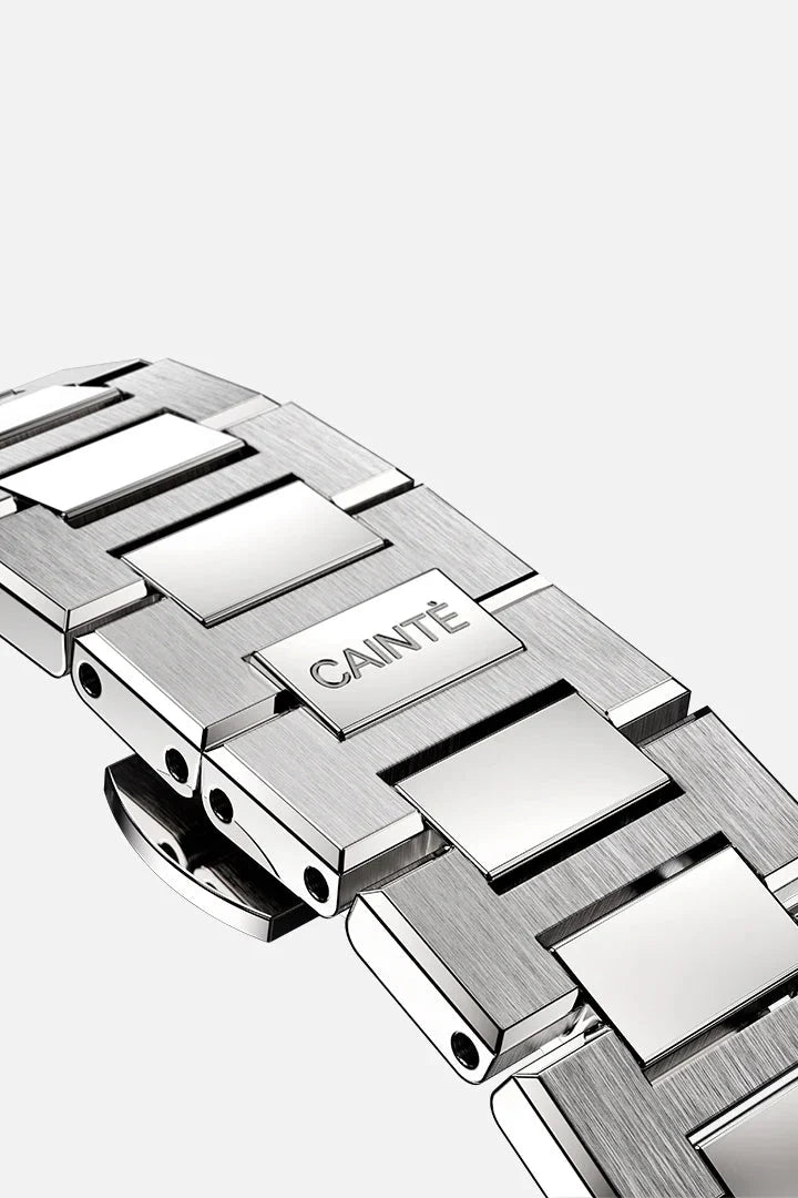 Folding clasp and brushed links of the bracelet