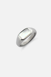 Inlay signet ring at an angle