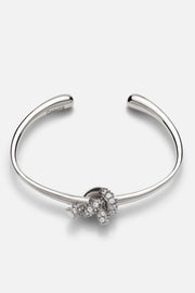Silver-tone textured knot cuff bracelet, view 3 of 6