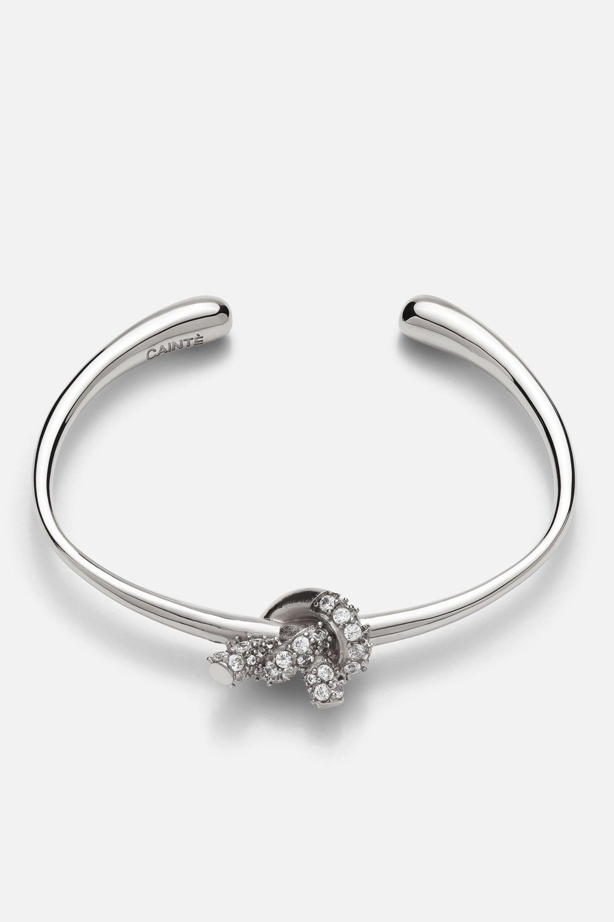 Silver-tone textured knot cuff bracelet, view 3 of 6