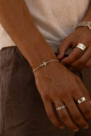 Silver-tone sideways cross chain bracelet, view 4 of 7