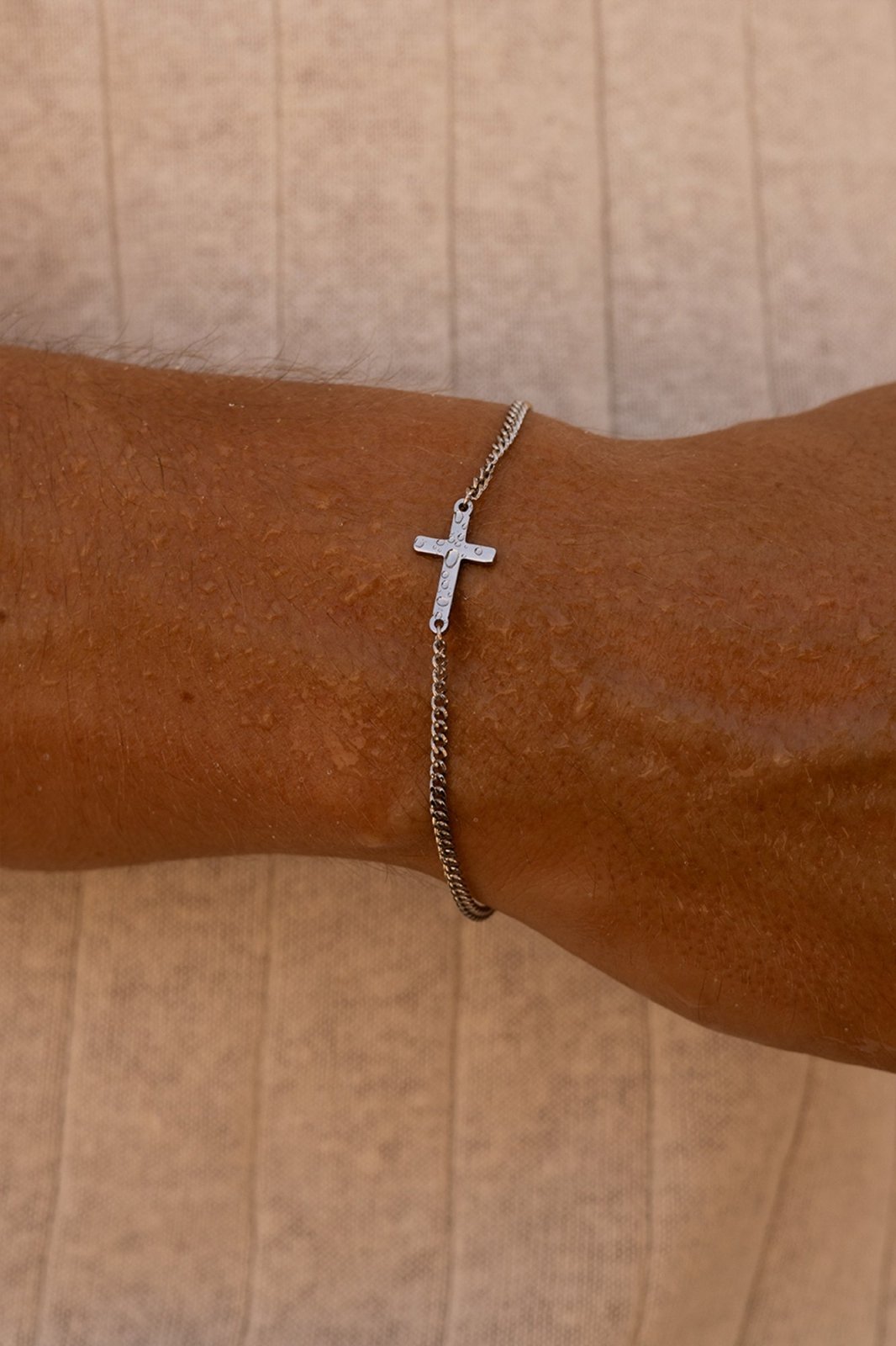Silver-tone sideways cross chain bracelet, view 7 of 7
