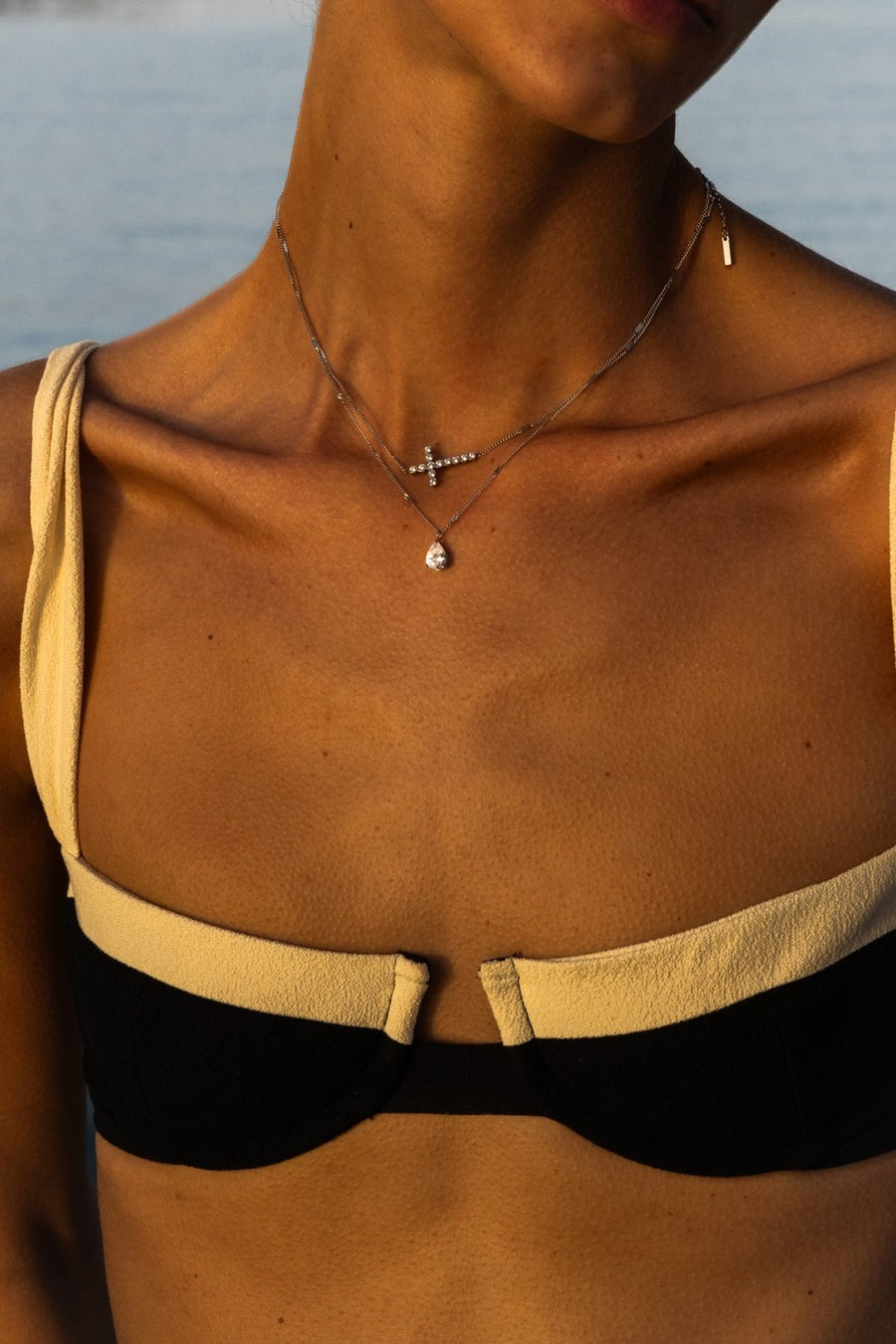 Silver-tone sideways cross necklace, view 2 of 3
