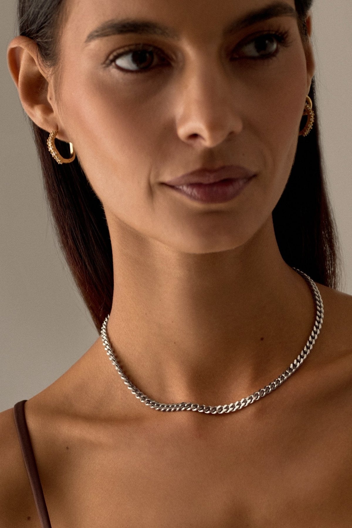 Silver-tone 5 mm cuban link chain necklace, view 4 of 5