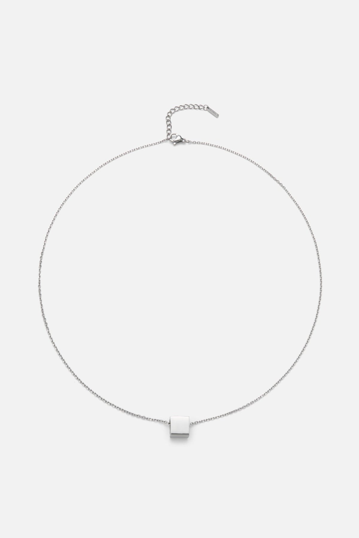 Silver-tone cube pendant necklace, view 3 of 7