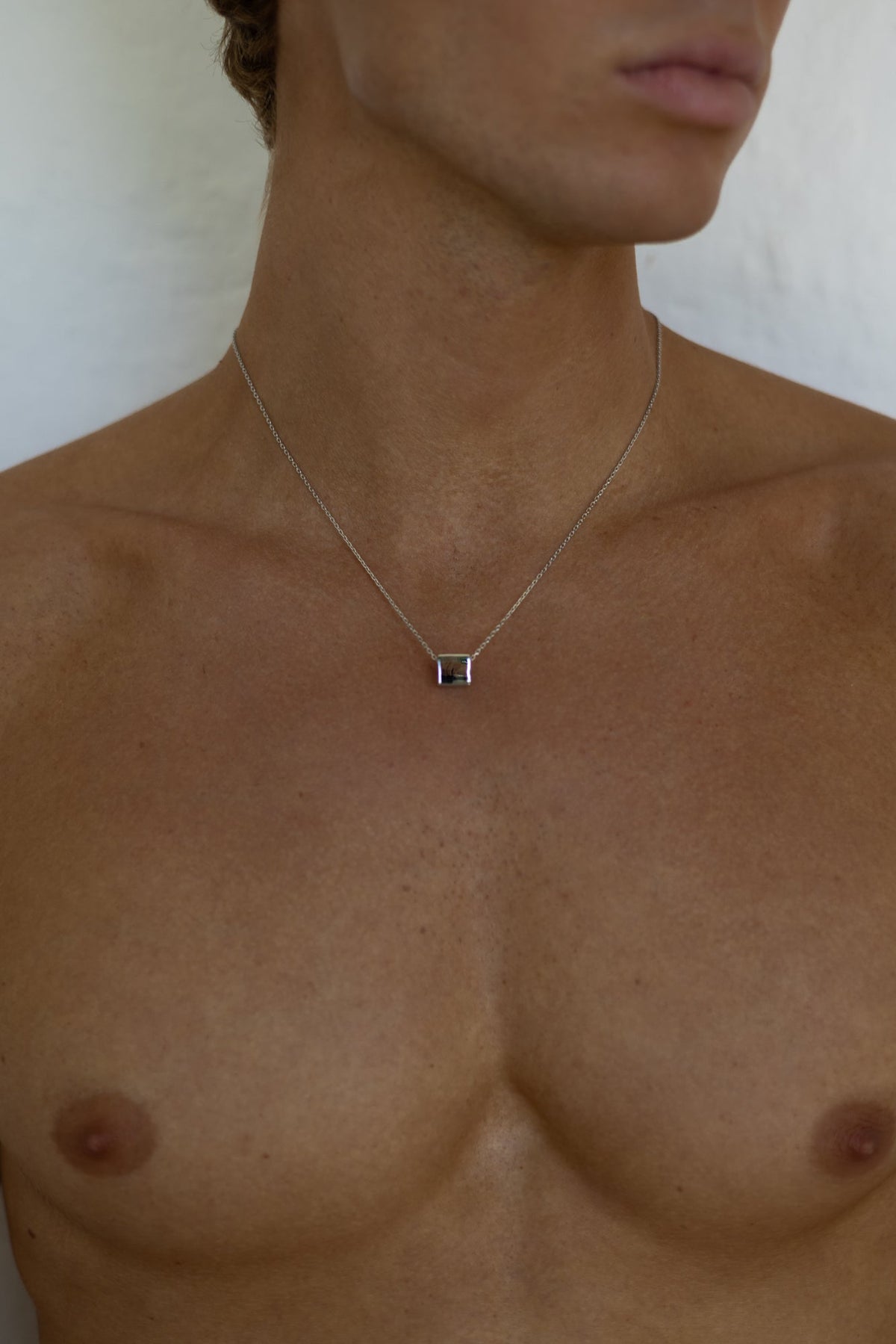 Silver-tone cube pendant necklace, view 2 of 7