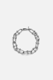 Silver-tone 12 mm chunky chain bracelet, front view on a light background