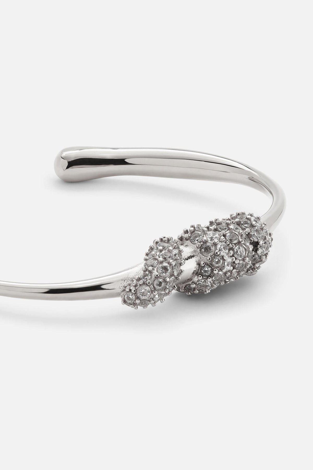 Silver-tone stone-set knot cuff bracelet, view 3 of 6
