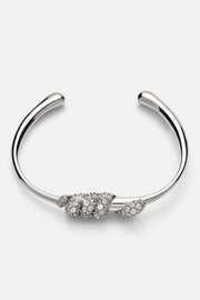 Silver-tone stone-set knot cuff bracelet, view 5 of 6