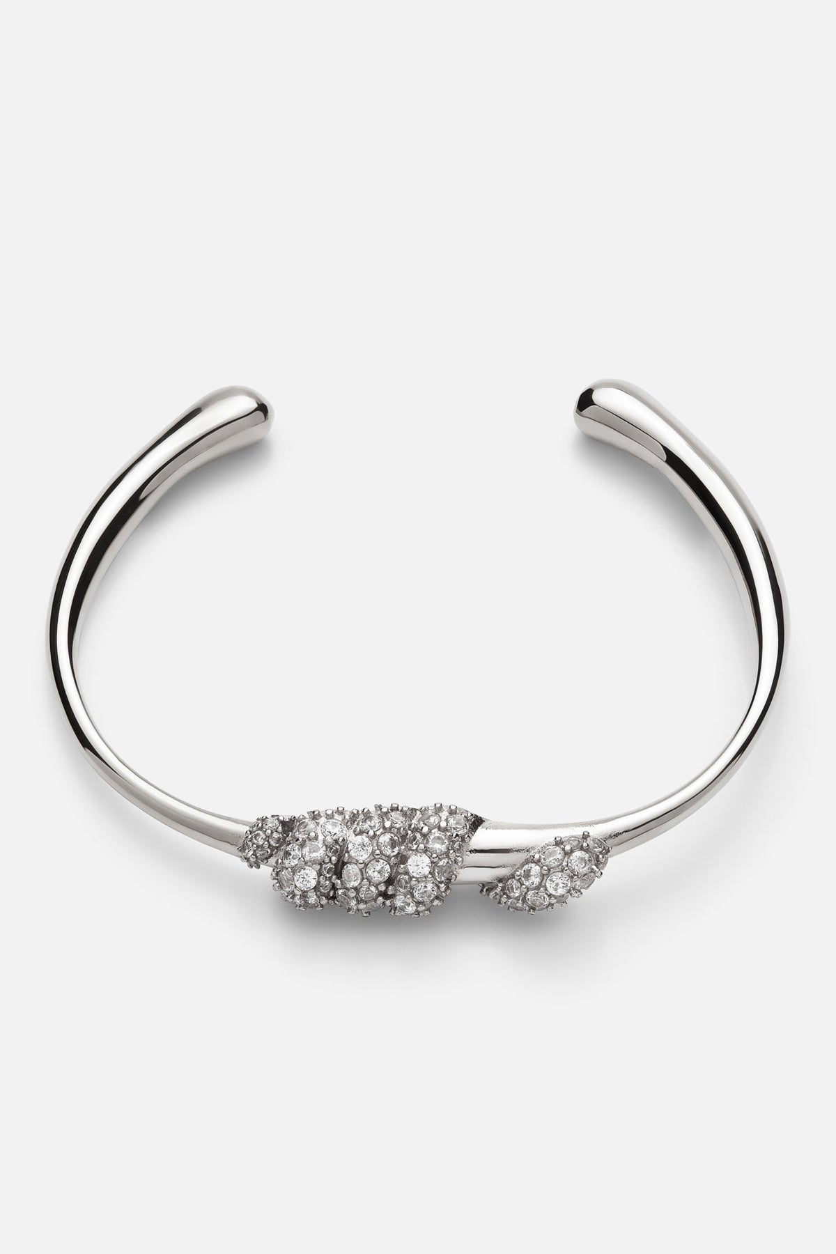 Silver-tone stone-set knot cuff bracelet, view 5 of 6