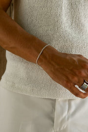 Silver-tone 3 mm figaro chain bracelet, view 4 of 4