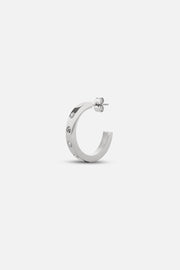 Silver-tone open hoop earring with small clear stones
