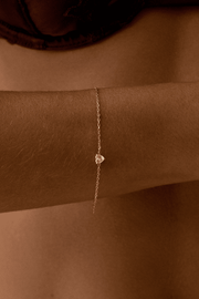 Gold-tone heart bracelet with a tiny stone, view 4 of 4